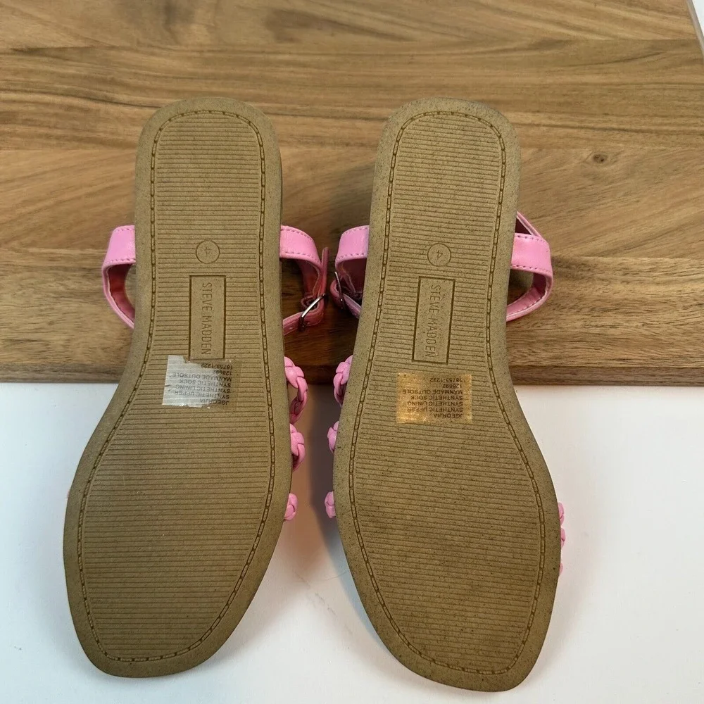 New NWOB Big Kids Steve Madden Georjia Pink Braided Slingback Sandals Size 4 Y‎